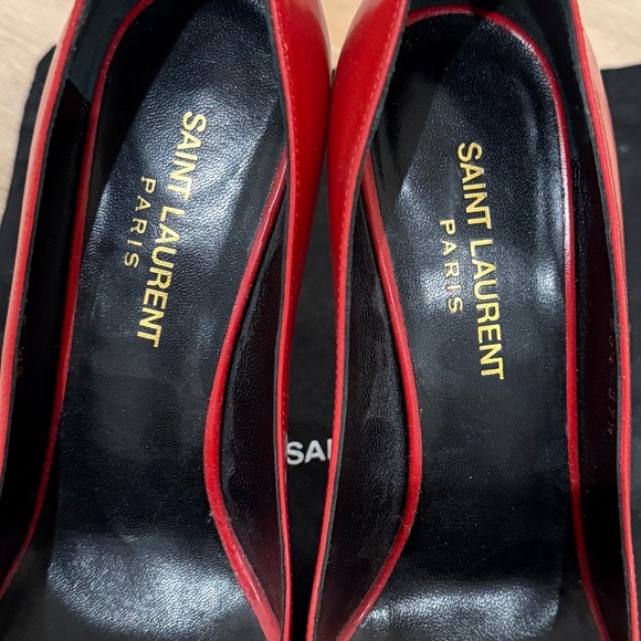 GUARANTEED AUTHENTIC SAINT LAURENT ANJA 105 RED LEATHER ESCARPIN PUMP- 37 1/2 - Picture 13 of 13